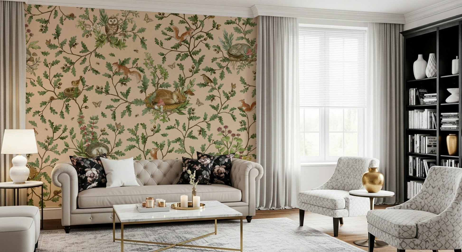 Peel and stick wallpaper called Oak Haven Wall Mural design.