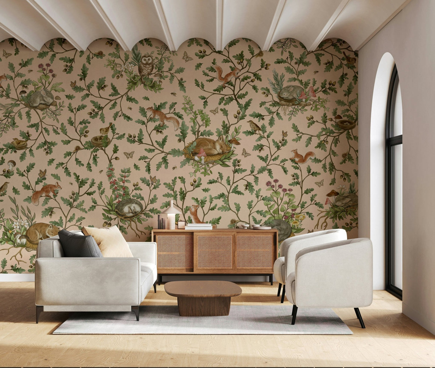 Forest tree canopy design on the Oak Haven Wall Mural.