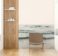 Deep blues, turquoises, and whites of the sea.

