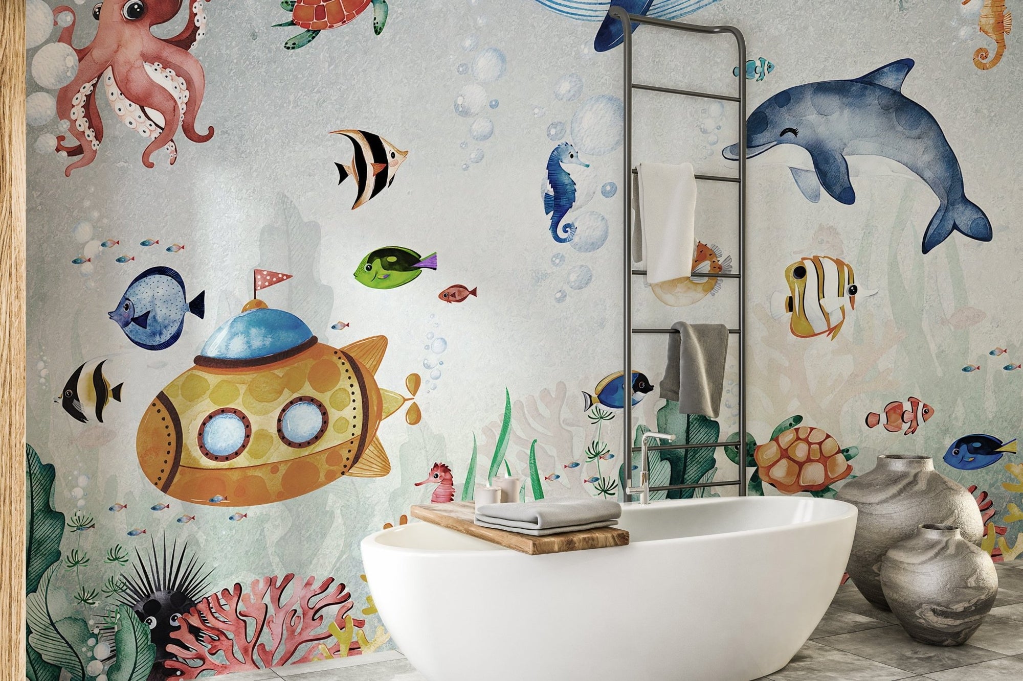 Astonishing underwater whales wallpaper mural A451
