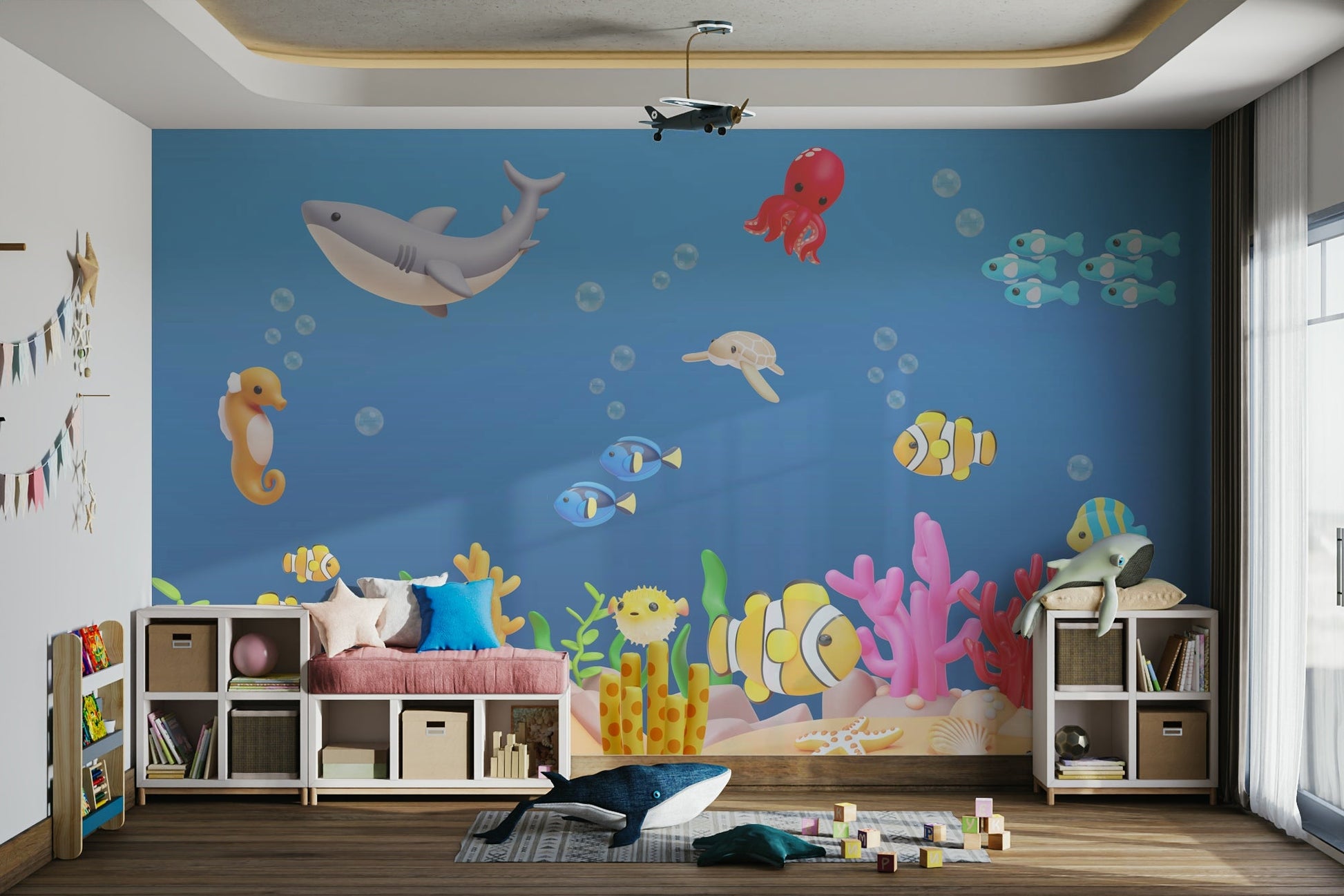 The style is artistic and gentle, not realistic.
