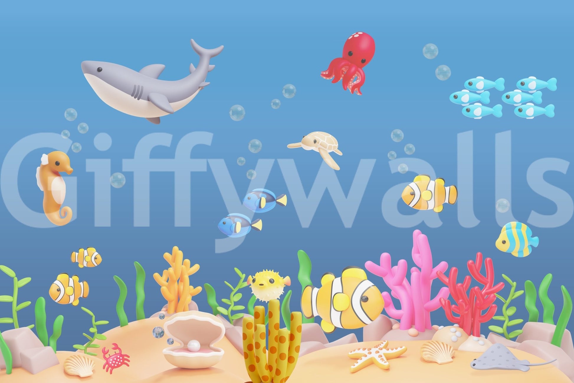 This wallpaper is perfect for a child's room, a bathroom, or a playful living space.
