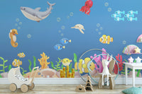 The colors are a blend of soft blues, greens, yellows, and grays.
