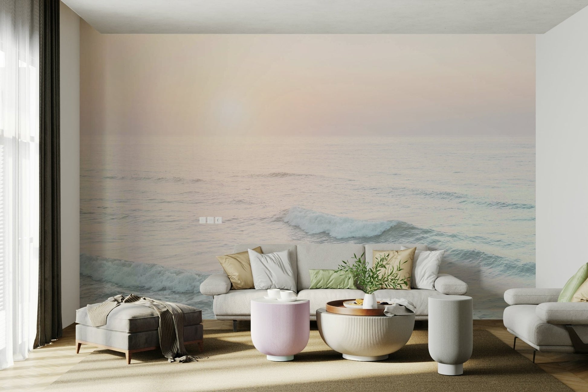 Stunning ocean view wall mural for a fresh, coastal look

