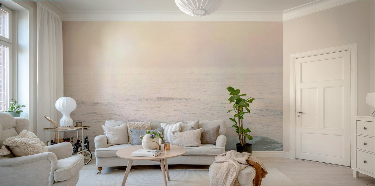 Gentle waves and the soft light of dawn captured in this mural


