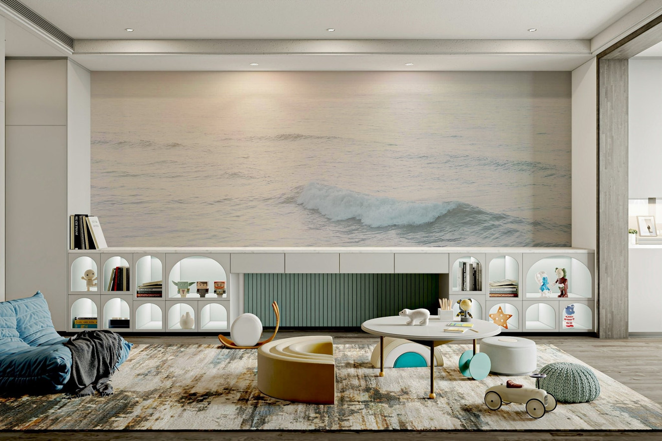 Ocean Dawn Wall Mural showcasing a serene sunrise over the ocean

