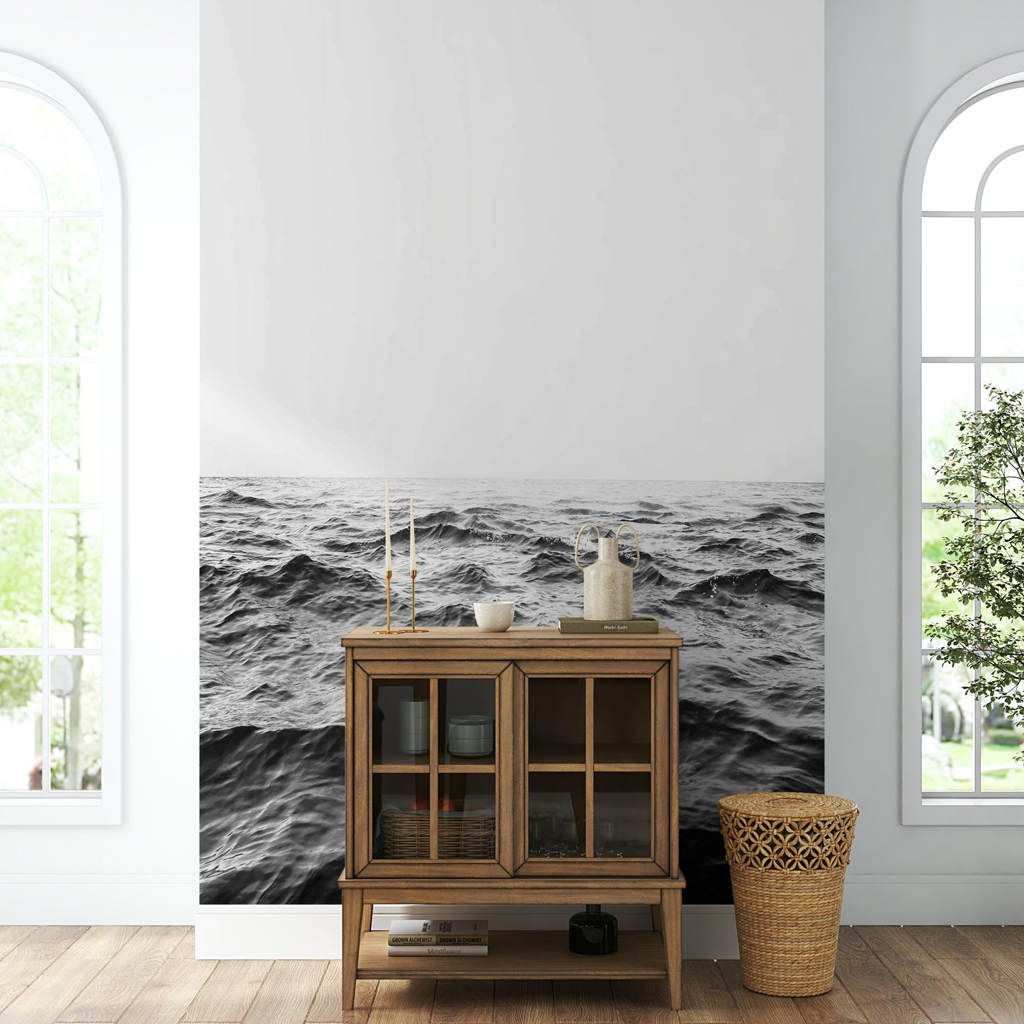 Deep ocean scene with mysterious light.

