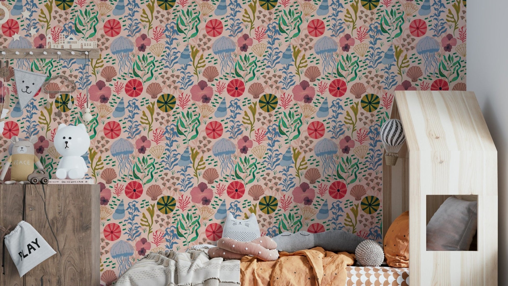 Calming ocean wave mural
