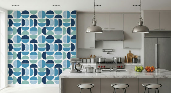 Ocean Echoes wallpaper for walls modern half-circle geometric shapes., GD6962