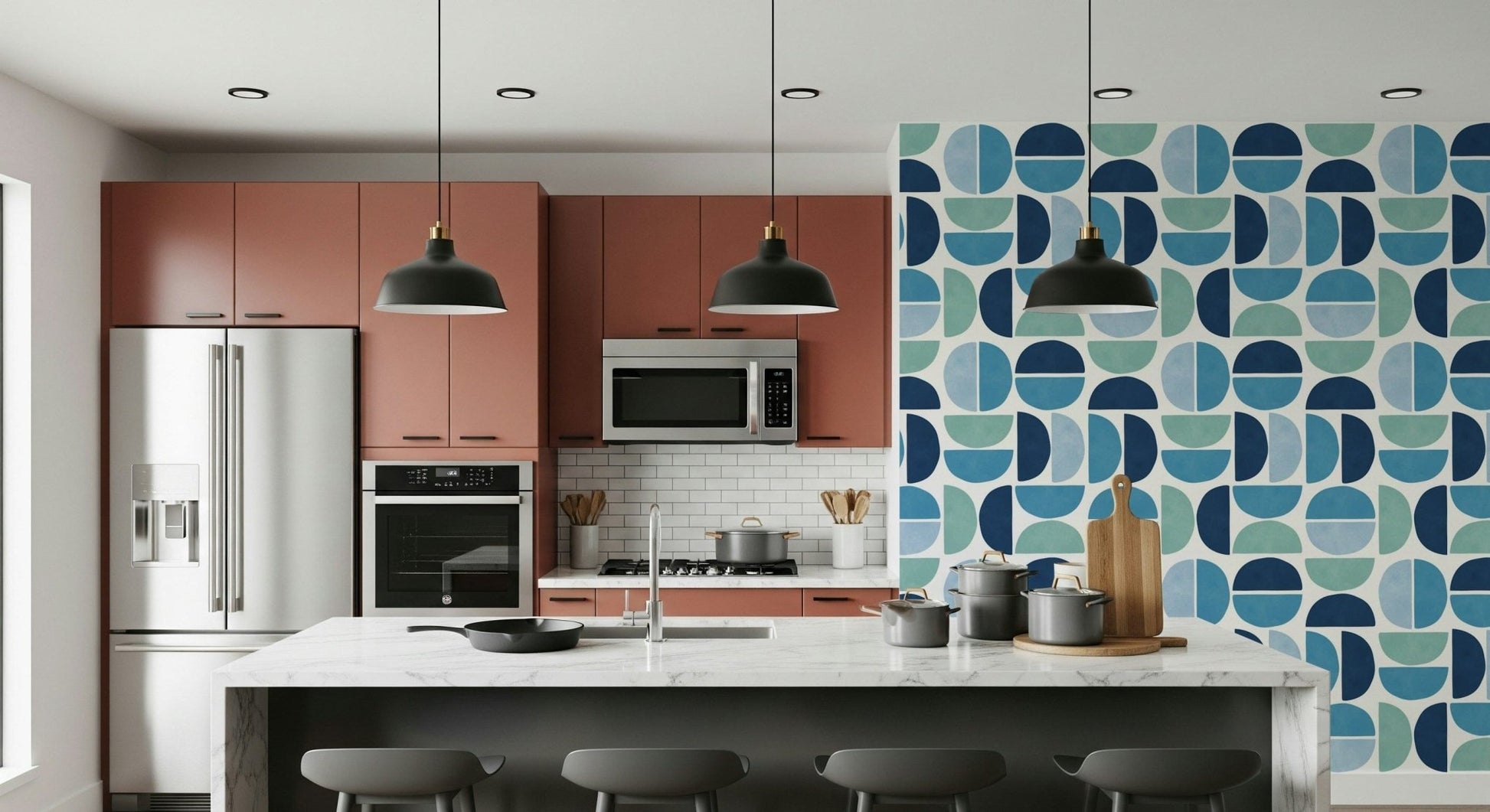 Wallpaper mural Ocean Echoes water-inspired repeating pattern.