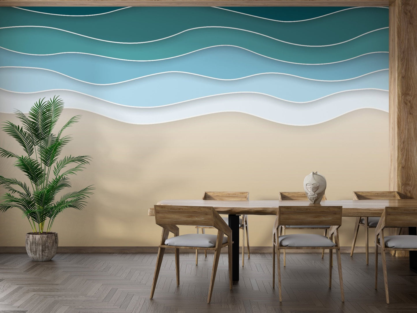 Ocean embrace wall mural for a serene seaside vibe.
