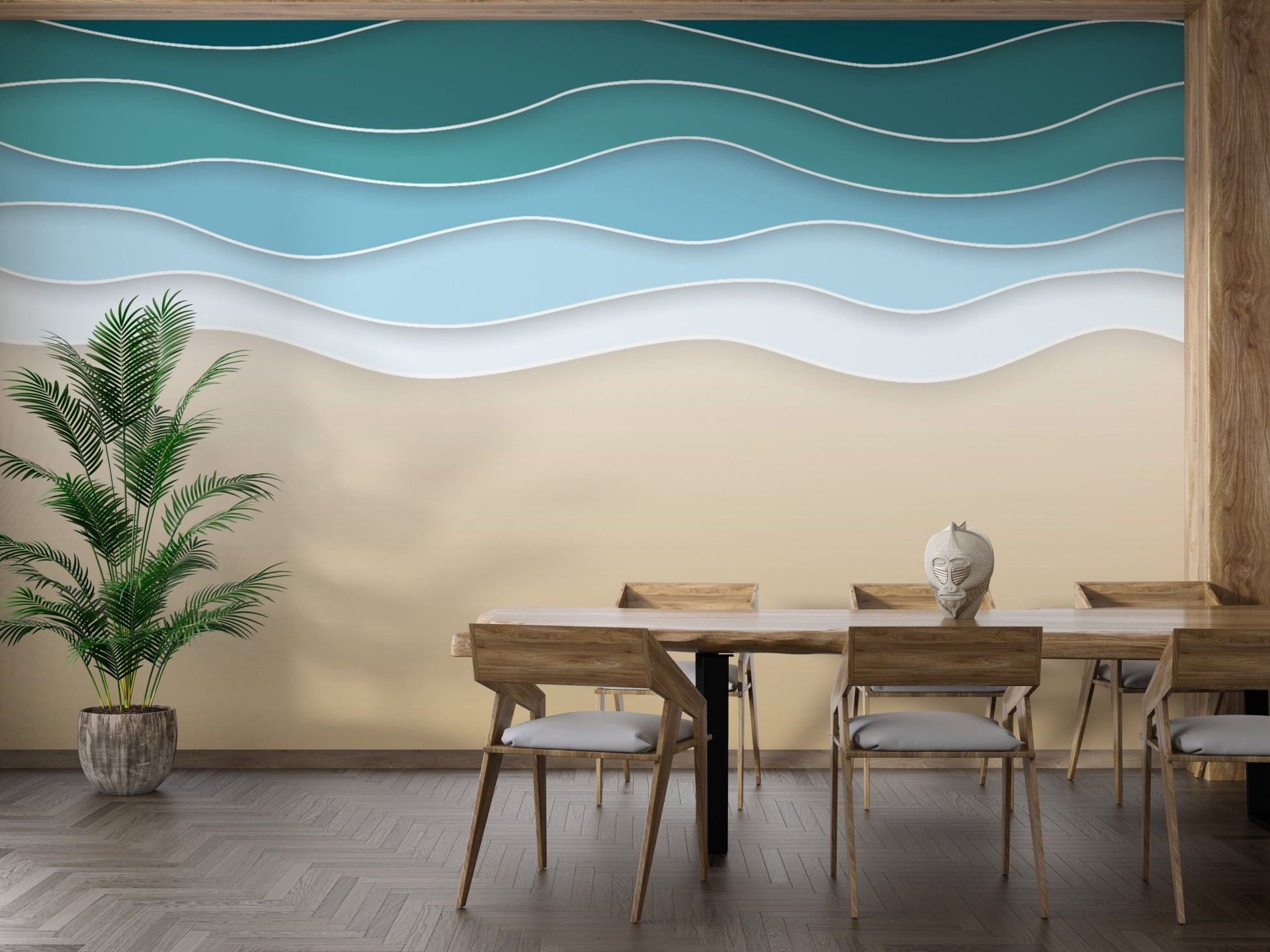 Ocean embrace wall mural for a serene seaside vibe.
