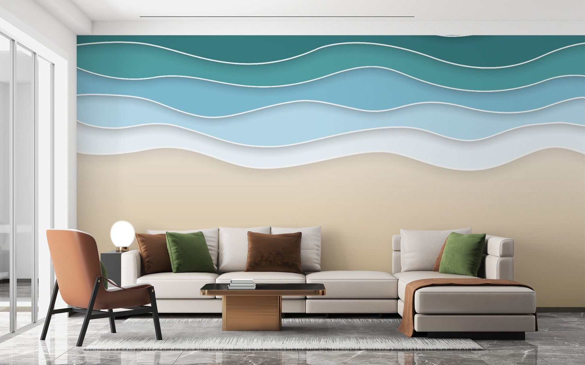 Ocean embrace mural for a peaceful and stylish accent wall.

