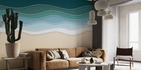 Layered ocean mural for a soothing coastal decor.
