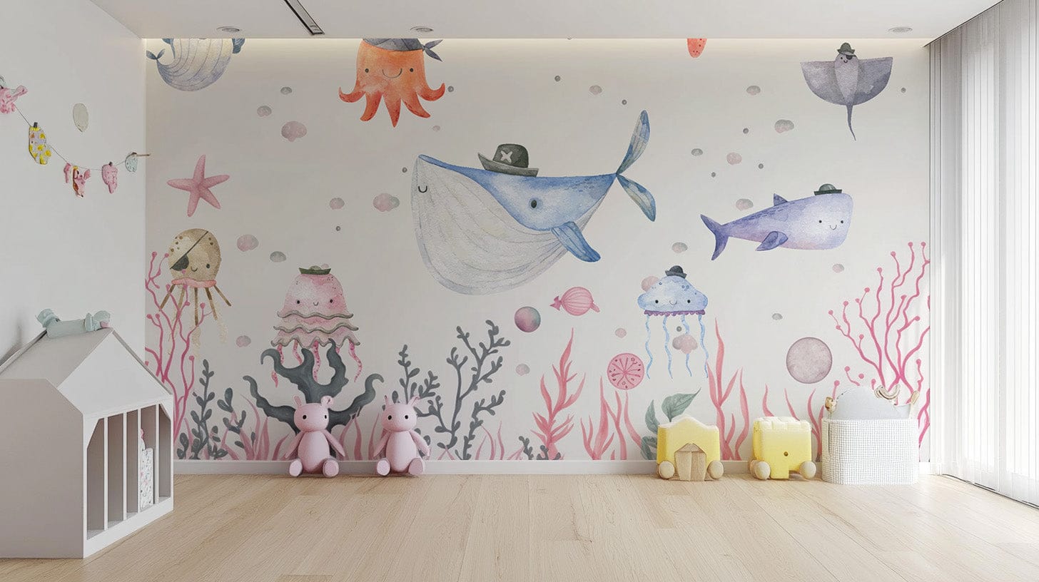 Cheerful Marine Life Themed Wall Design
