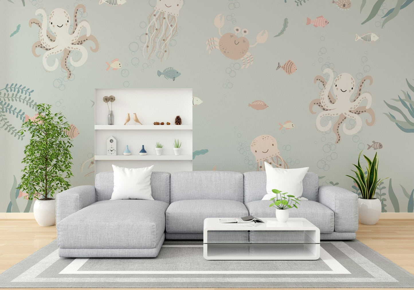 Colorful fish, turtles, and crabs are visible.

