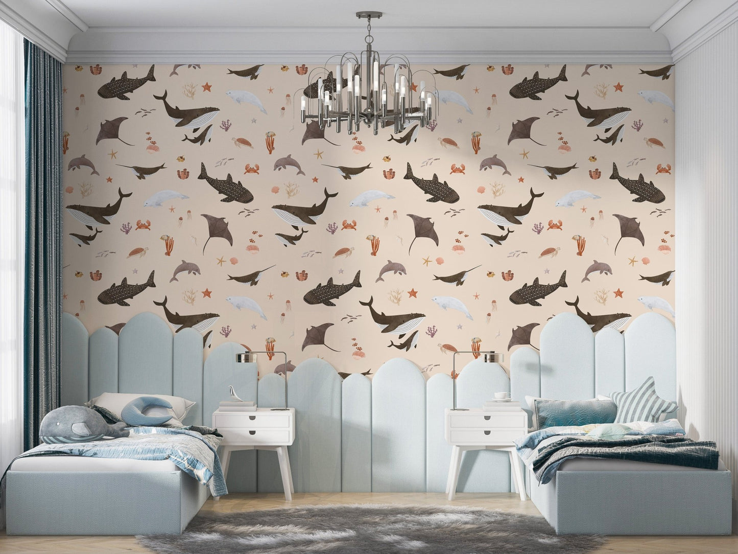 Stingray and dolphin marine wallpaper
