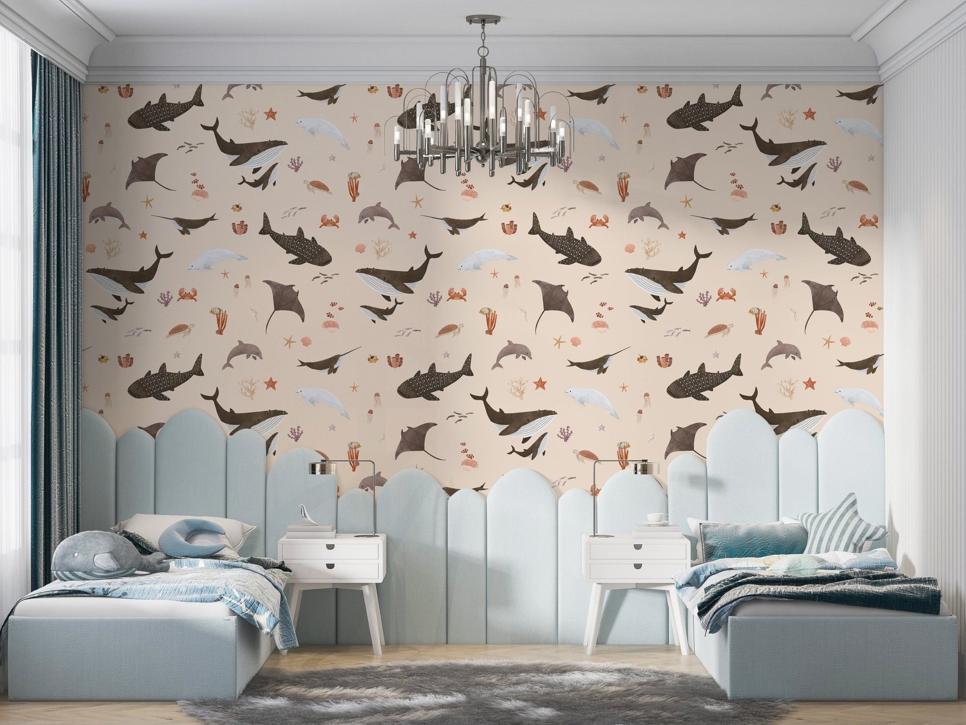 Stingray and dolphin marine wallpaper
