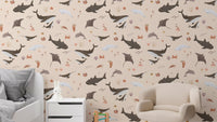 Ocean giants marine nursery wallpaper
