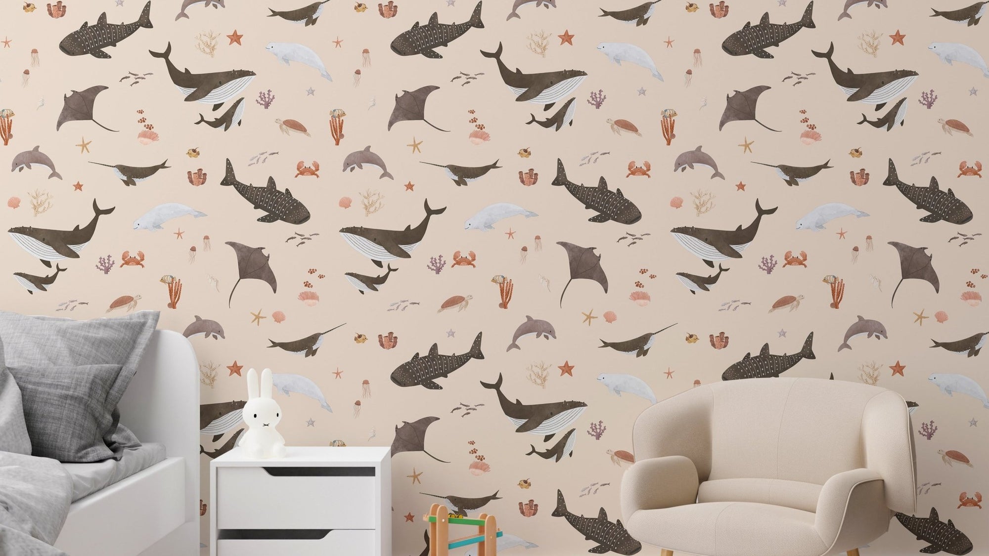 Ocean giants marine nursery wallpaper
 KB112