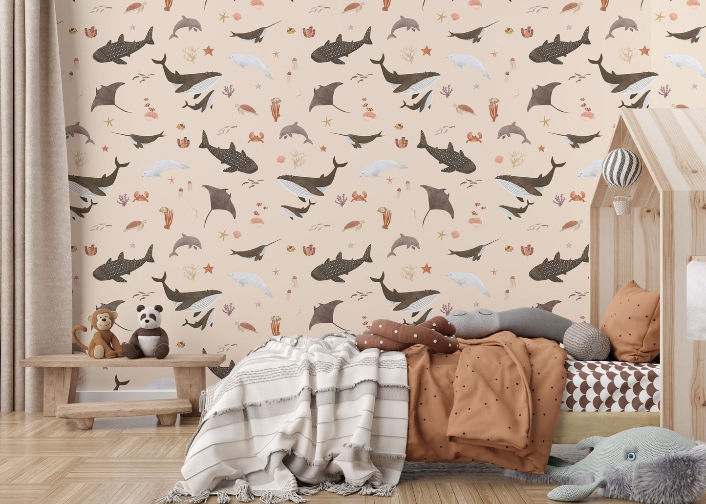 Gender-neutral ocean wallpaper design
