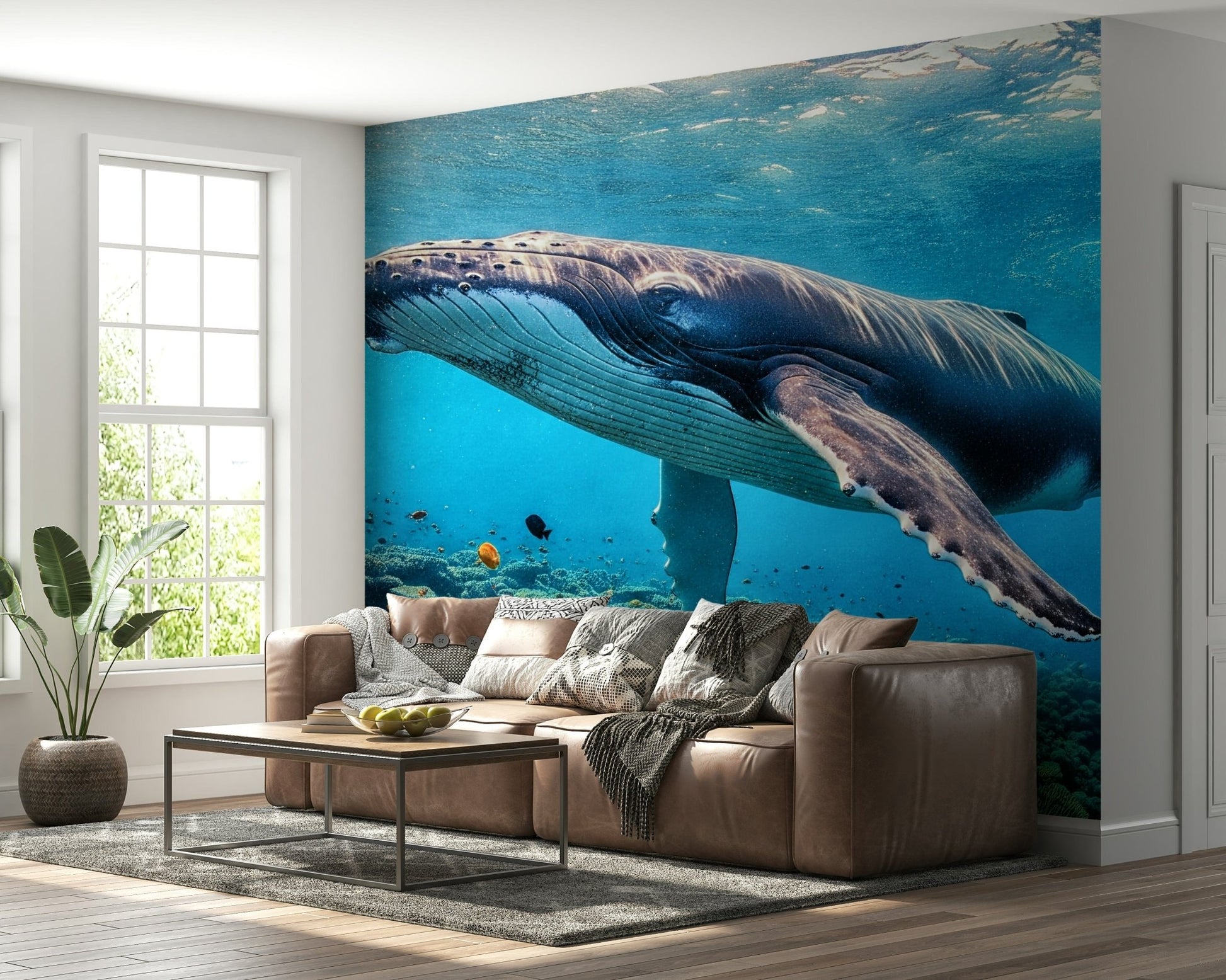 Creative studio with nautical art wallpaper mural Ocean Giant's Realm Wall Mural
