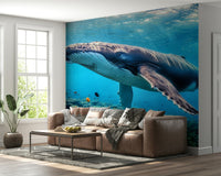 Creative studio with nautical art wallpaper mural Ocean Giant's Realm Wall Mural
