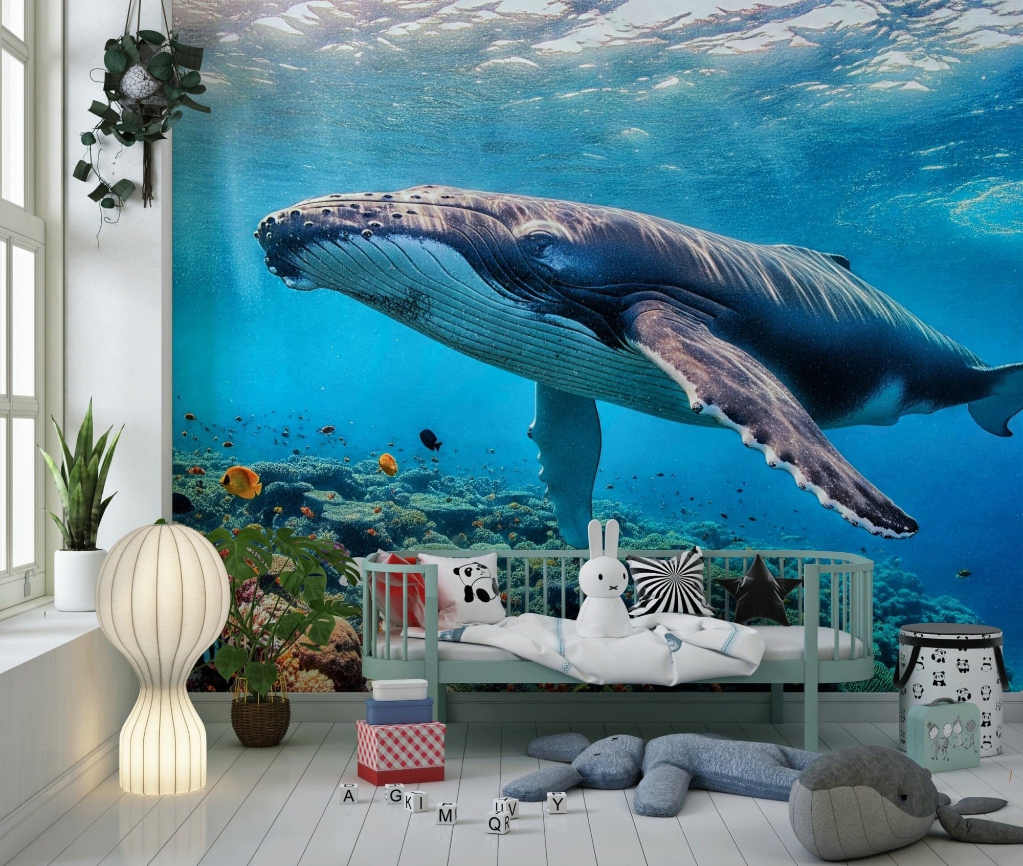 Modern flat with textured sea wallpaper mural Ocean Giant's Realm Wall Mural, GD7650