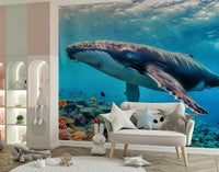 Large scale sea creature wallpaper mural for a basement Ocean Giant's Realm Wall Mural