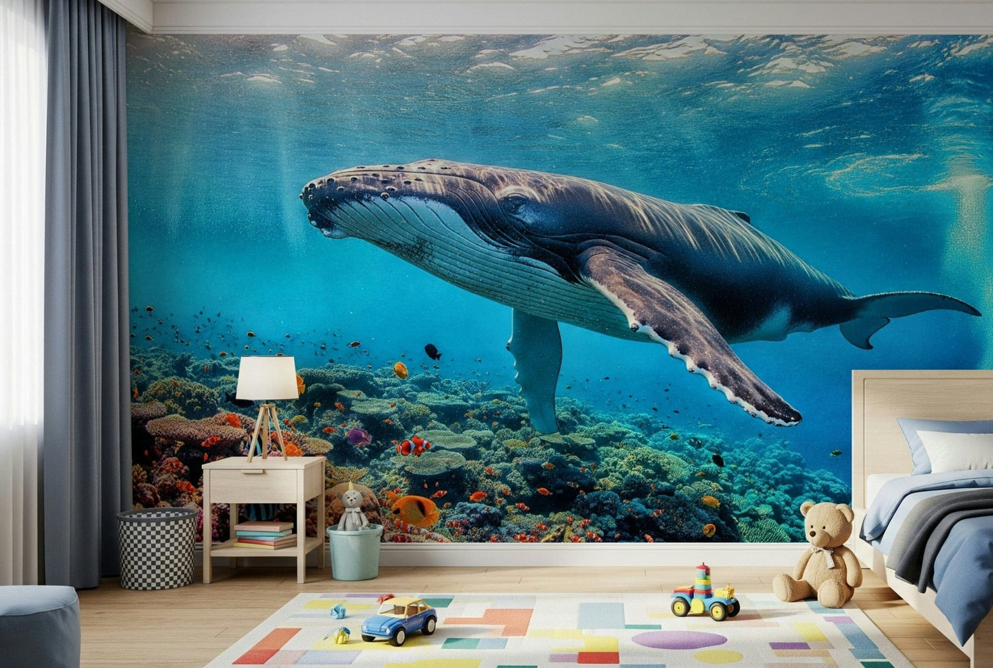 Ocean Giant's Realm Wall Mural navy blue sea for a kitchen wallpaper mural