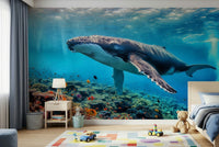 Ocean Giant's Realm Wall Mural navy blue sea for a kitchen wallpaper mural