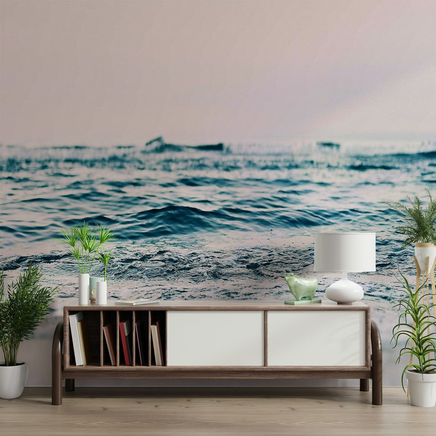 Abstract blush ocean waves art GD315

