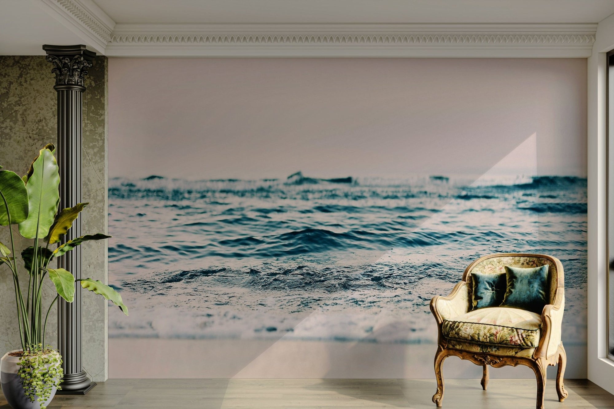 Soft blush ocean wave wall design GD315

