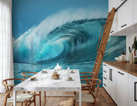 Detailed water movement wallpaper with a large crashing wave motif.