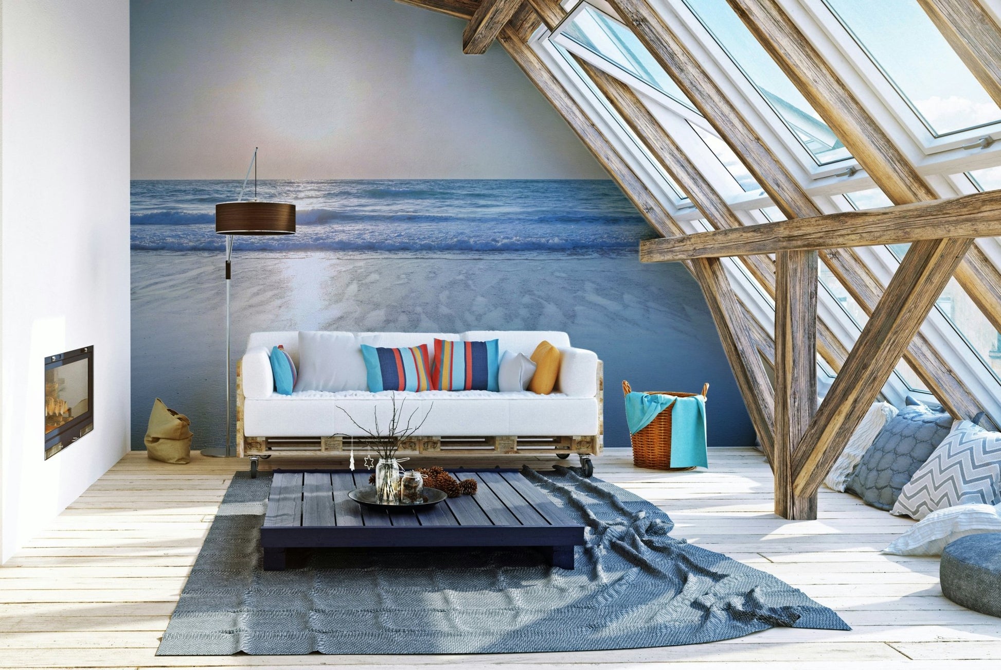 The sky is a mix of soft colors, like a light blue or a soft gray.

