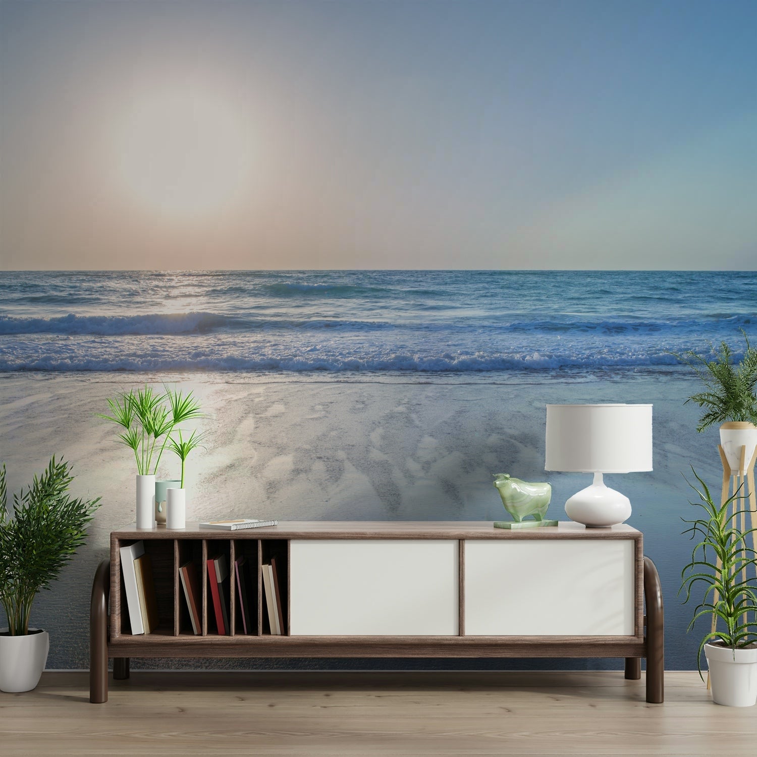 The colors are muted and gentle, like soft blues, whites, and browns.

