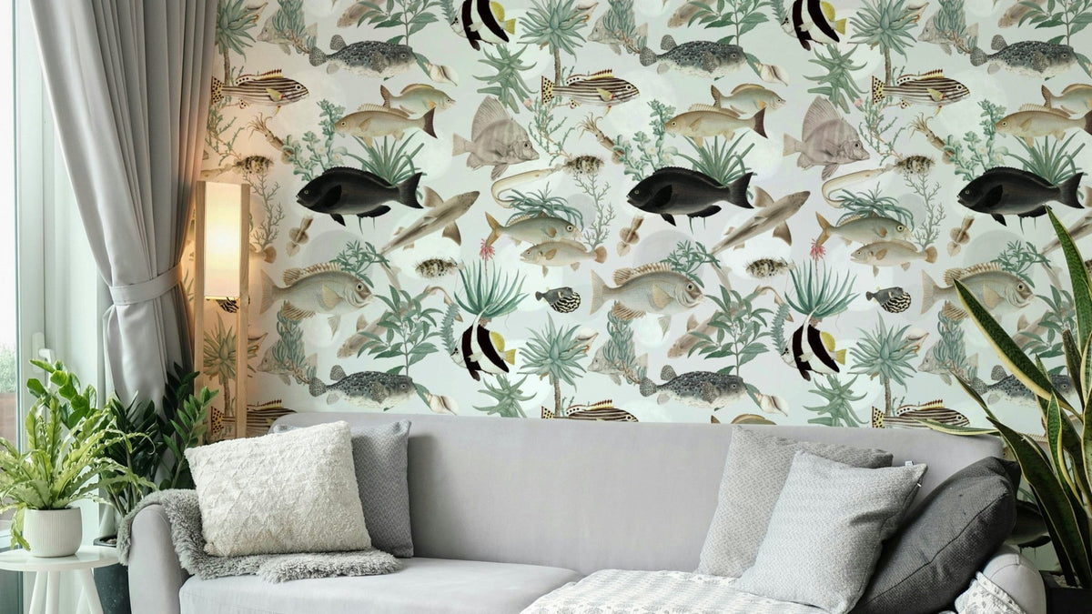 Oceania Wallpaper styled in a beach house living room, GD2177