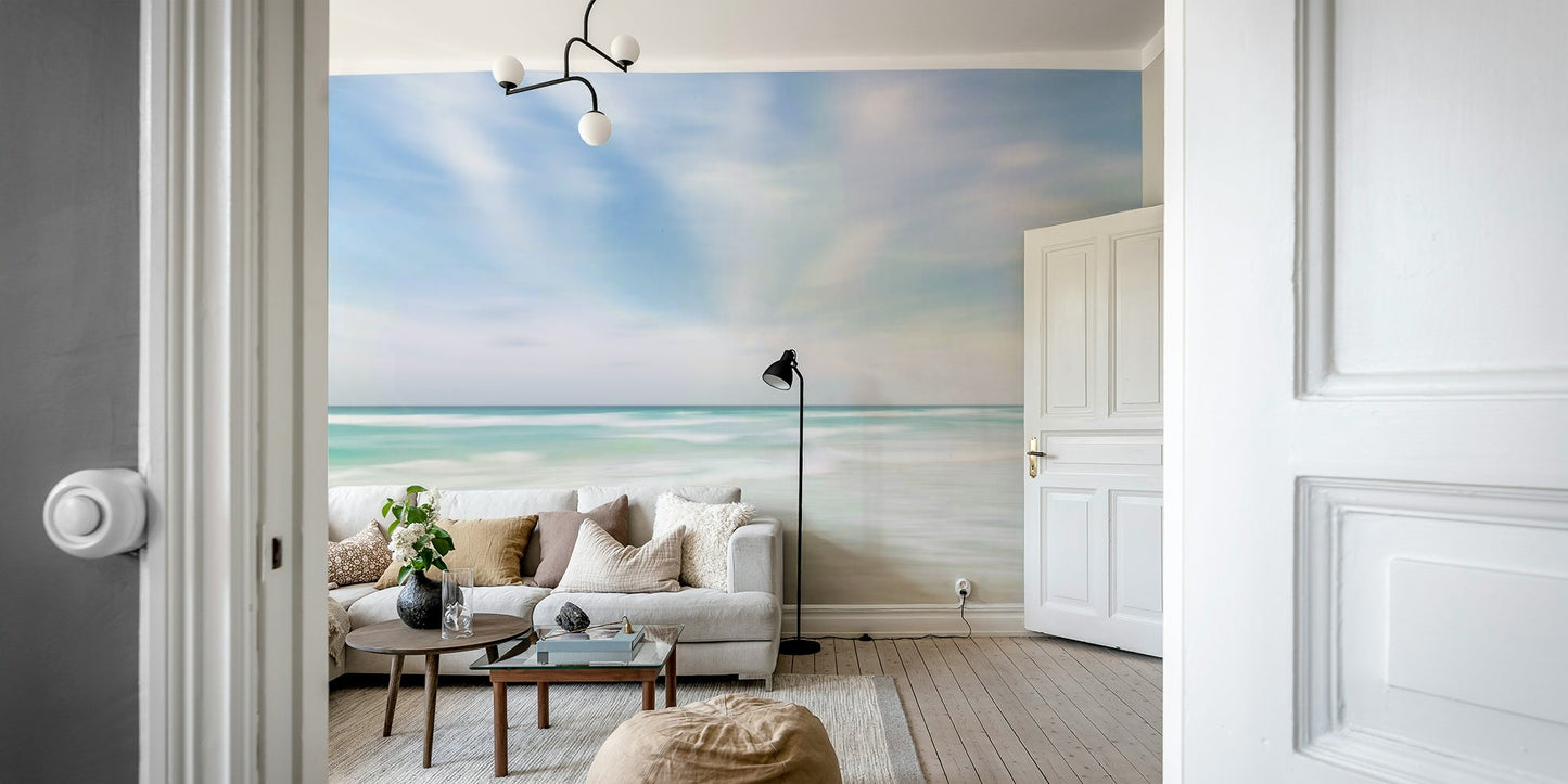 Aqua and blue mural for walls

