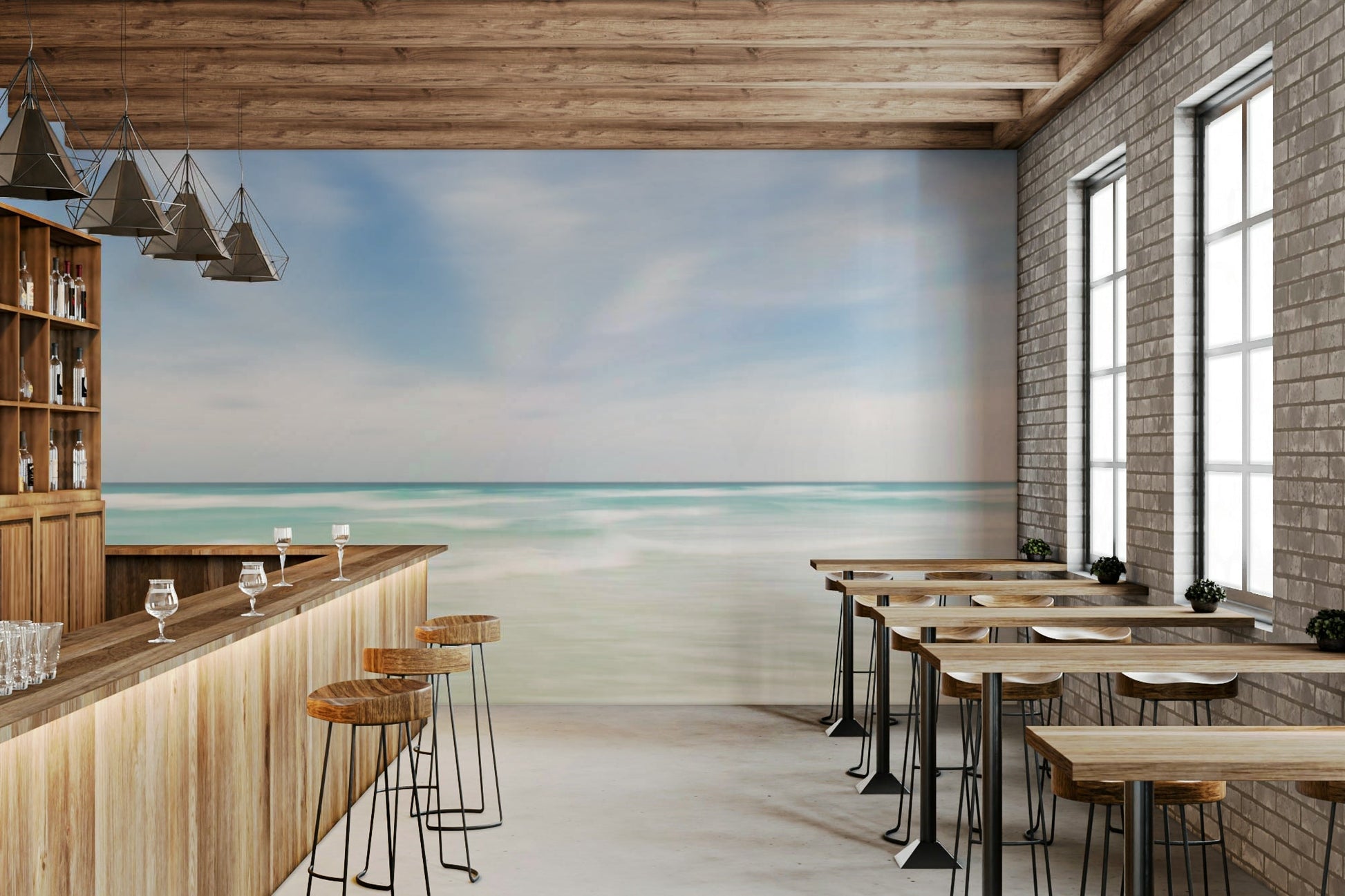 Calm ocean-inspired wall mural

