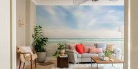 Blue wave-inspired wallpaper mural

