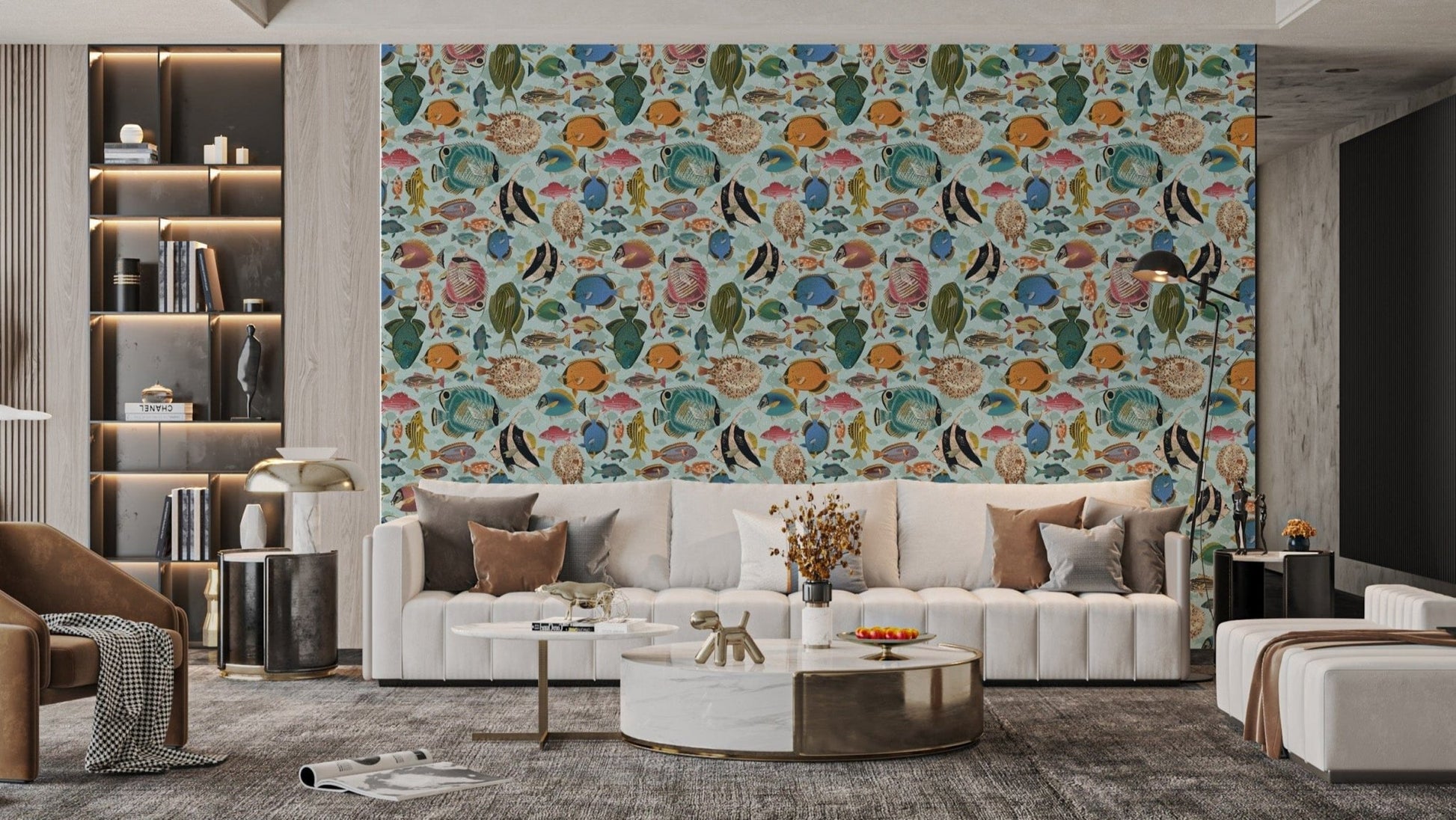 Dynamic Oceanic Melody Wall Mural for Interiors
