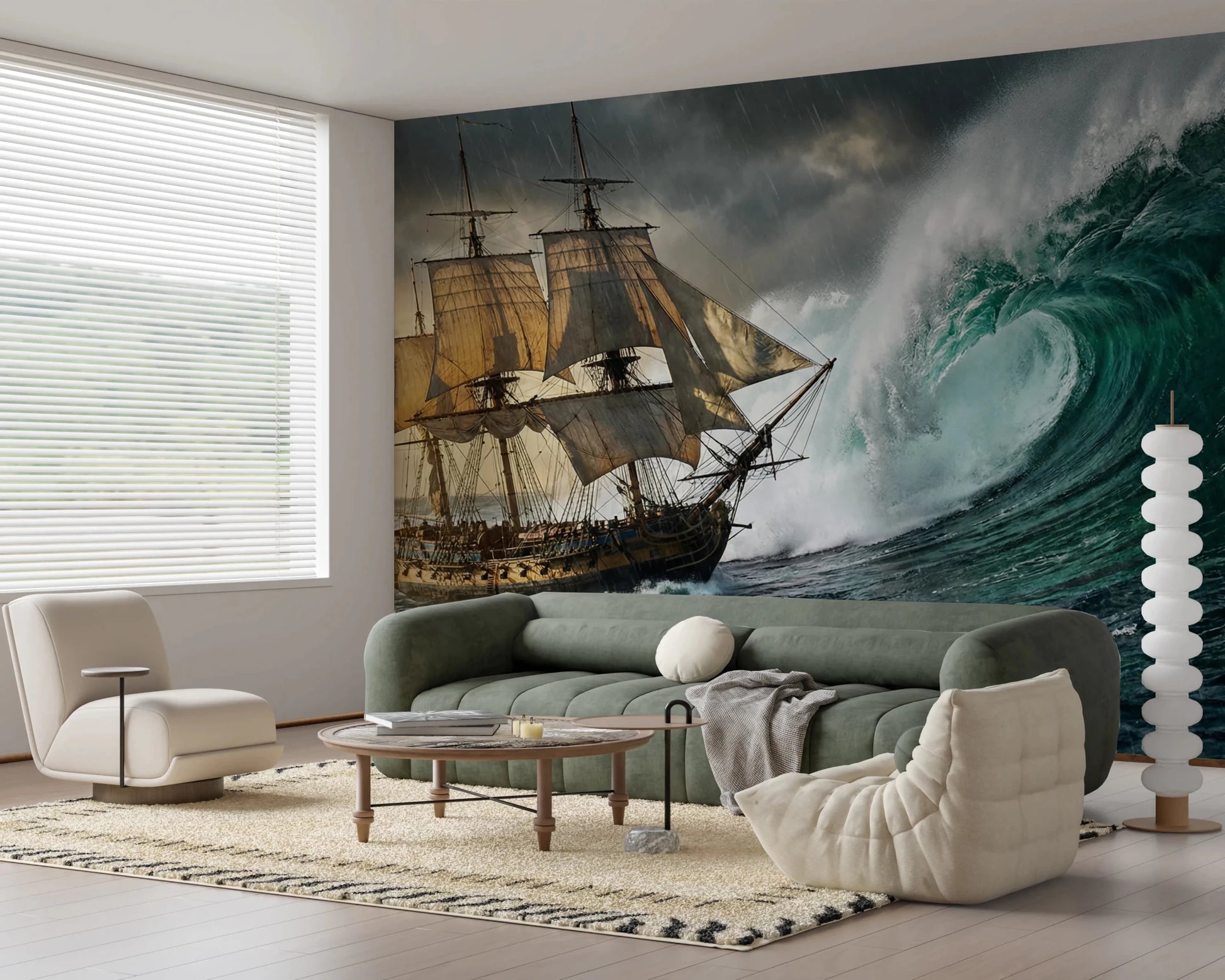 Ocean's Challenge Wall Mural featuring a stormy sky wallpaper.