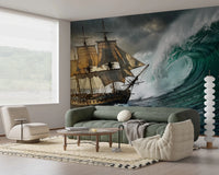 Ocean's Challenge Wall Mural featuring a stormy sky wallpaper.