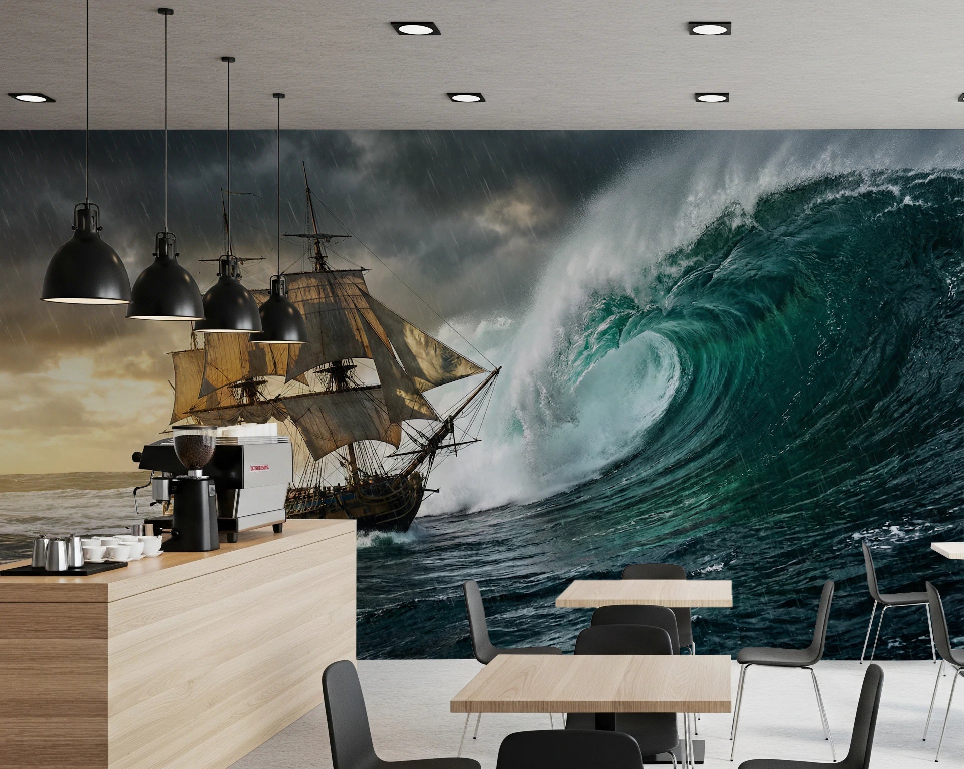 High-drama maritime scene wallpaper for a study wall mural.