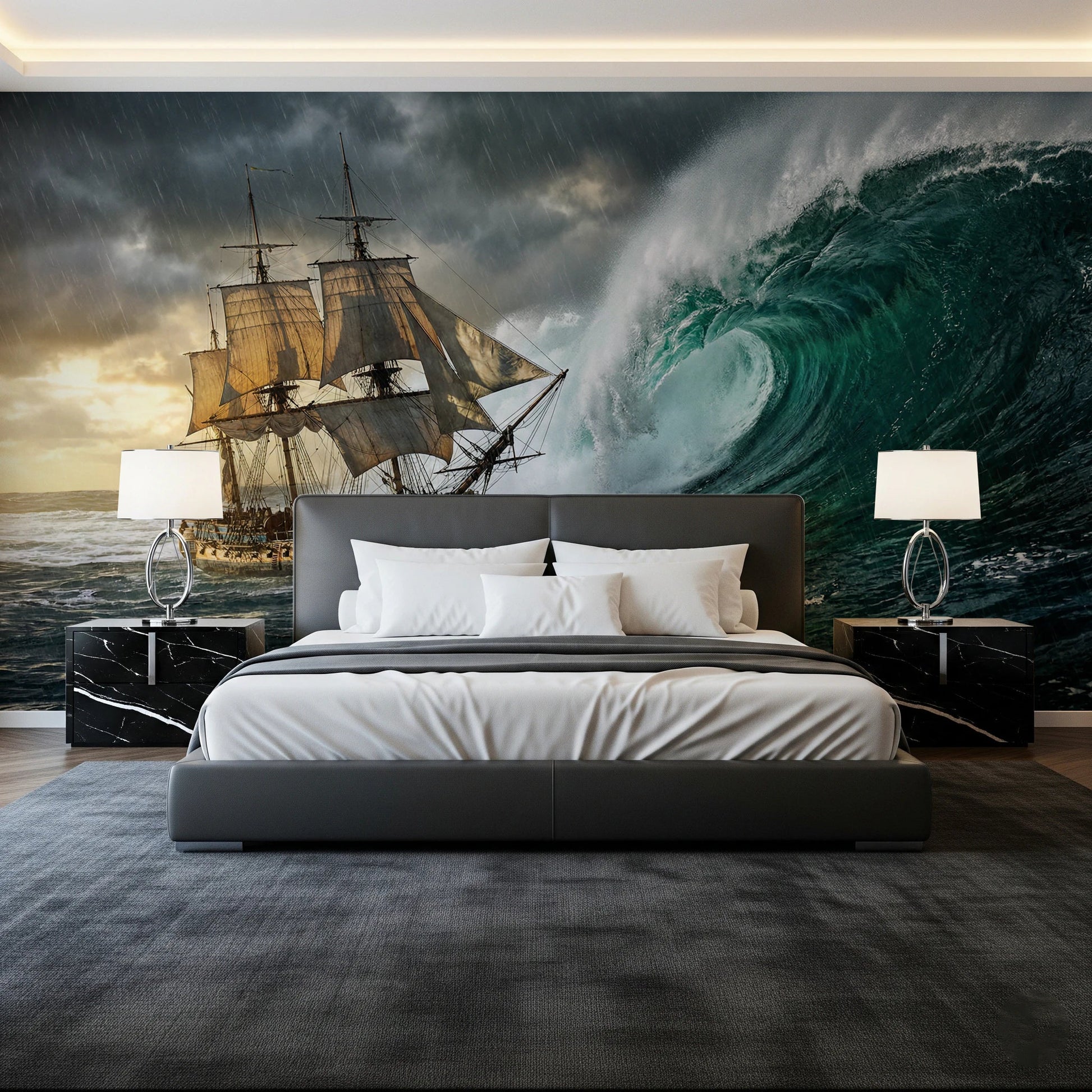 Nautical theme wallpaper for a sophisticated flat wall mural.