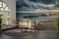 Living area focus improves with Ocean's Embrace wall mural and ocean depth