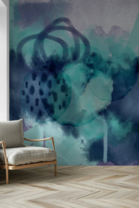 Coastal-inspired wallpaper with layers of deep sea and foamy crests.