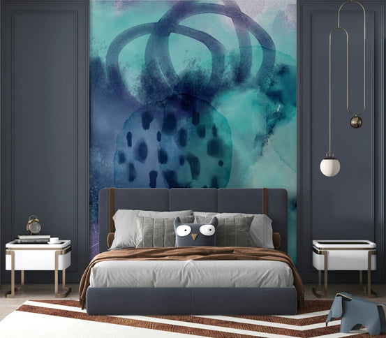 Detailed Ocean's Embrace Wall Mural showing soft brushstrokes of waves., GD2005