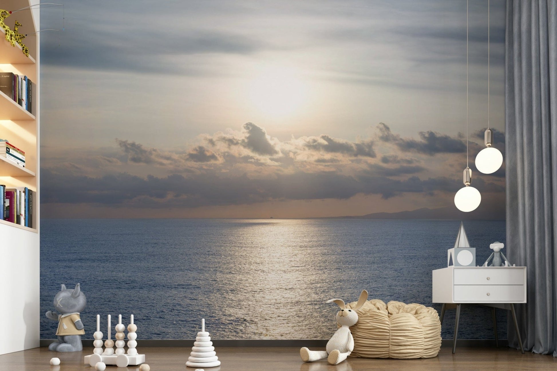 Elegant marine life wallpaper with a soft golden hour colour palette.