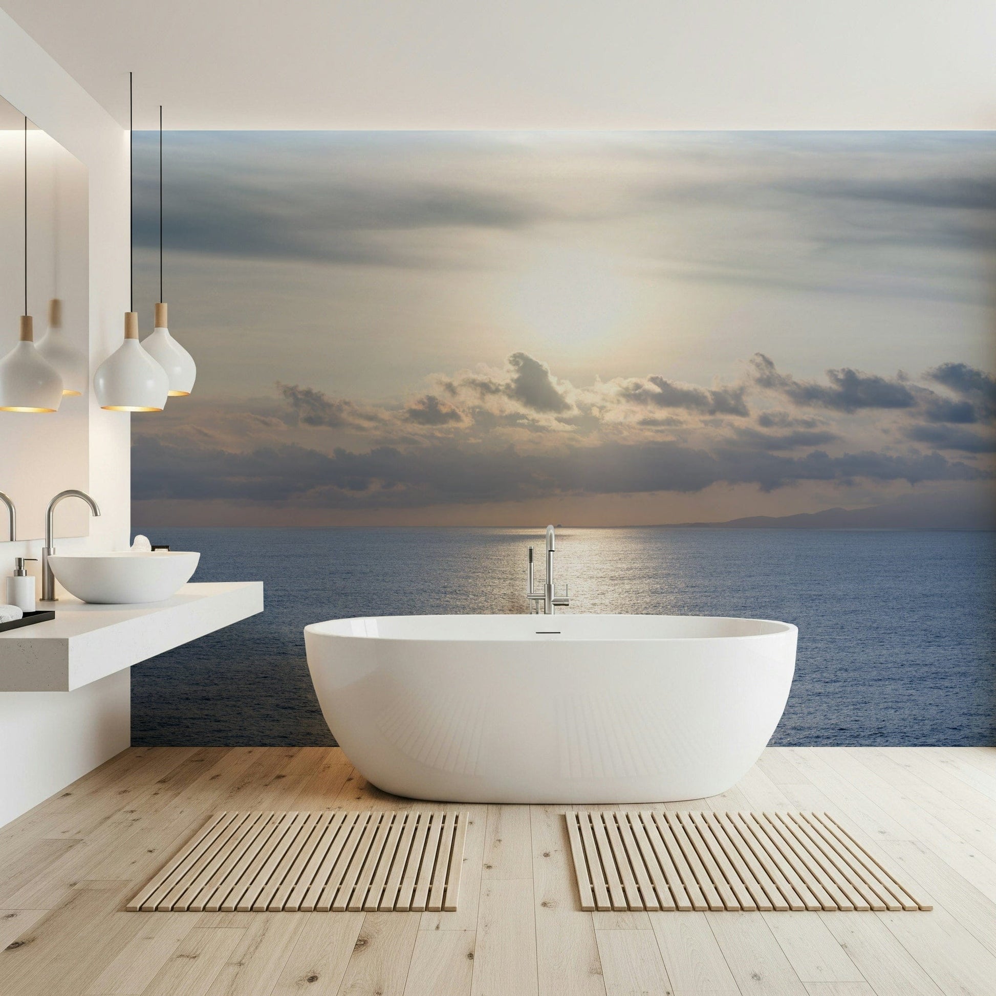 Natural shoreline view in a high-quality nautical-themed wall mural.
